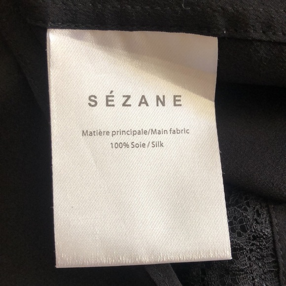 Sezane Silk Lace Black Long Sleeve Blouse Size 40 - Picture 9 of 13